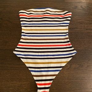Striped body suit